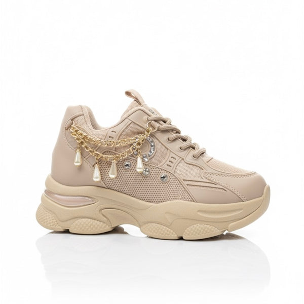 Beige High Heel Female Joggers H-1 (Chunky Sole)