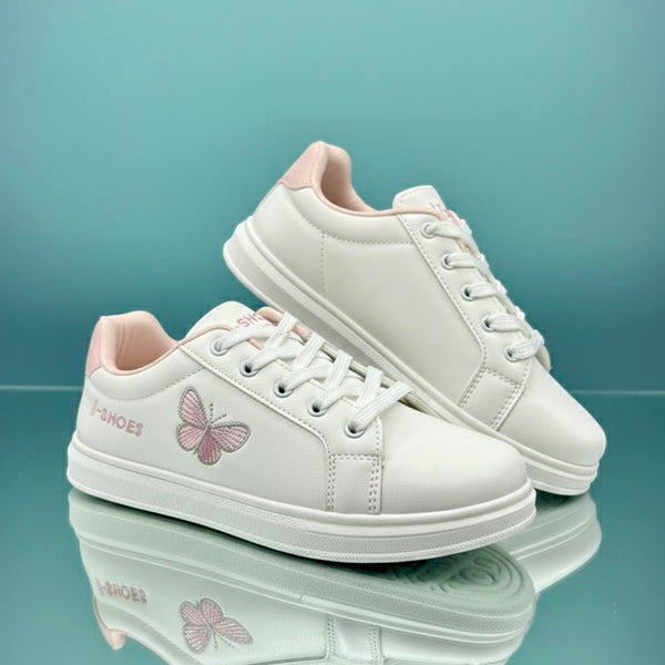 WHITE PINK BUTTERFLY W-2 SNEAKERS