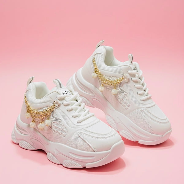 White High Heel Female Joggers H-2 (Chunky Sole)