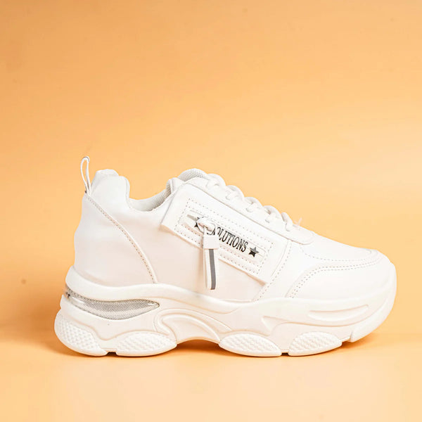 White High Heel Female Jogger H-3 (Chunky Sole)