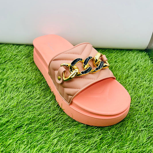 GOLD CHAIN CASUAL SLIPPERS - 1958 PINK